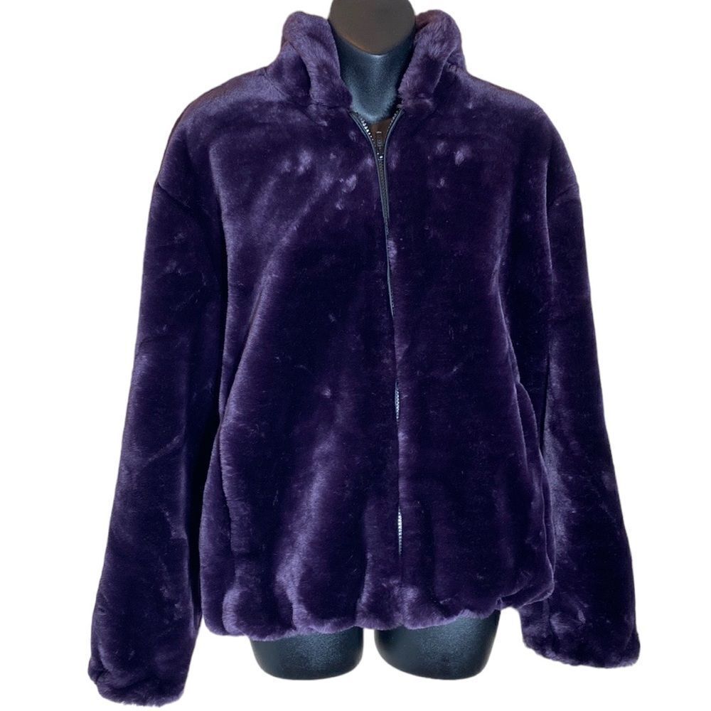 Donna salyers fabulous furs‎ purple zip up hoodie faux fur Whimsigoth old money